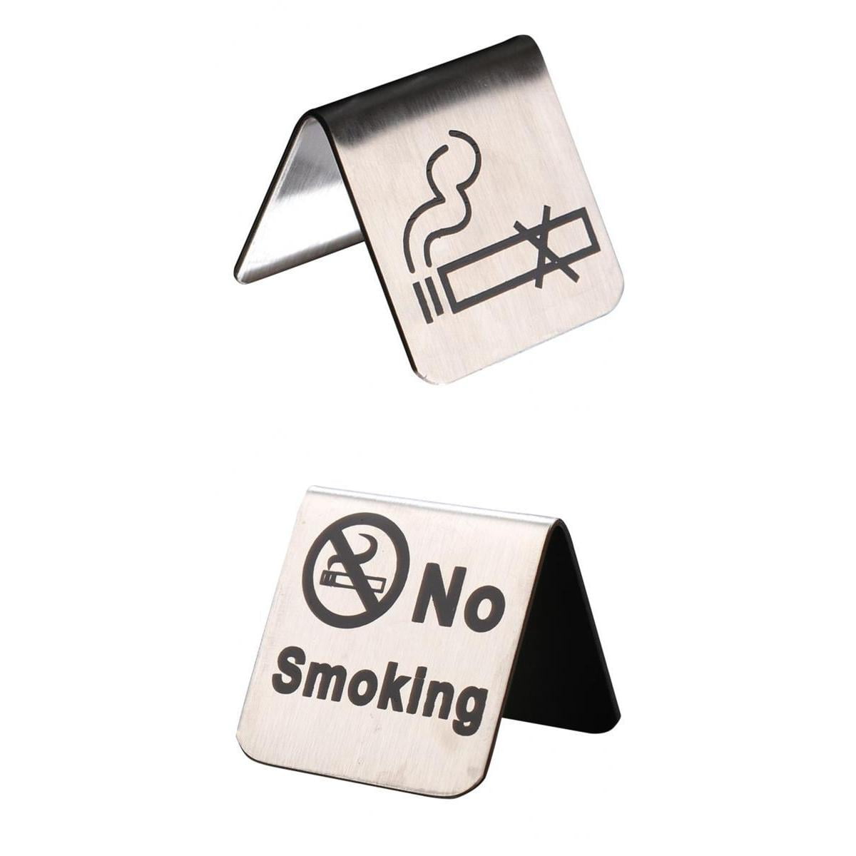 NEW 2Pcs Stainless Steel "No-Smoking" Table Sign for Restaurant Office Hotel 