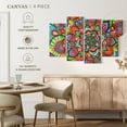 thumbnail image 4 of Elephant Stock Happy Organic Mandala Wall Art - Horizontal Multi Panel Canvas - Living Room Wall Decor - Decor Elements Multi Panel - Red And Green Decor By Hello Angel - 43" x 27", 4 of 4