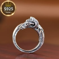 Vintage Ethnic Style Aries Goat Head Pure Ring, S925 Silver Personality Trendy Open Ring, Same Ring for Men and Women, Silver,925 Silver