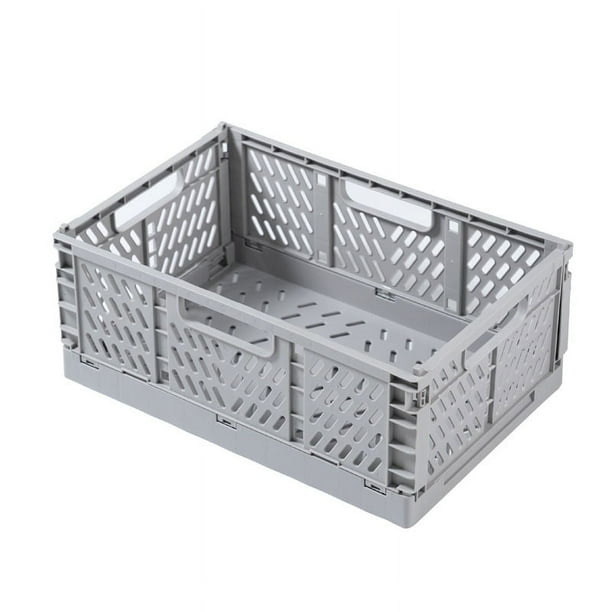 Cesta de almacenamiento de plástico plegable, cesta de almacenamiento de escritorio, caja de almacenamiento de refrigerio creativa, cesta de almacenamiento superpuesta para refrigerador de