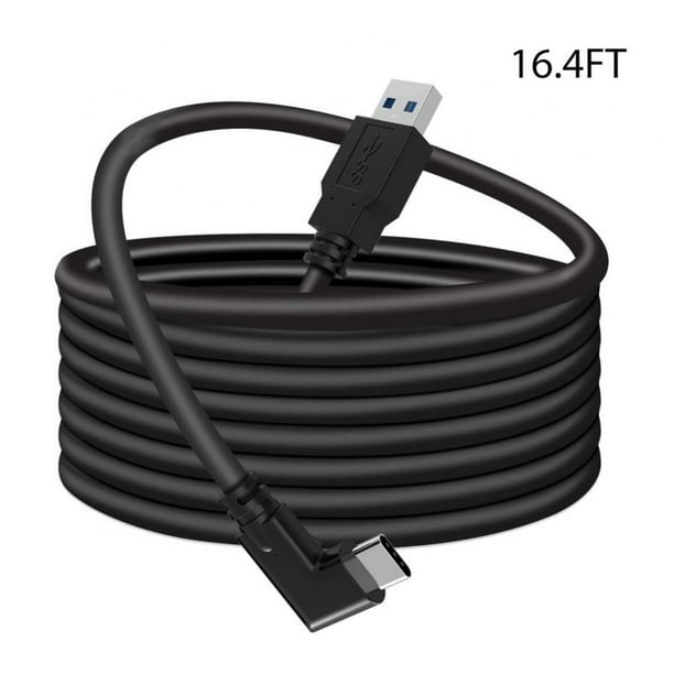 16ft Link Cable Oculus Quest 2 Quest 1 for PC Gaming & Charging | High Speed Data Transfer & Fast Charger Cord 90 Degree Angled Type C USB3.2 Gen1 to