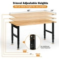 thumbnail image 7 of Tolead 48" Heavy-Duty Workbench with Power Outlets, Rubber Wood Table, Workstation, 7 of 7