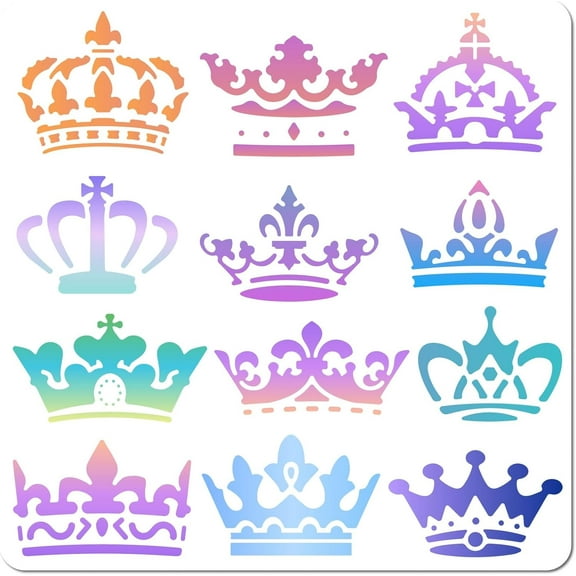 PET Plastic Hollow Out Drawing Painting Stencils Templates Square Crown 300x300mm