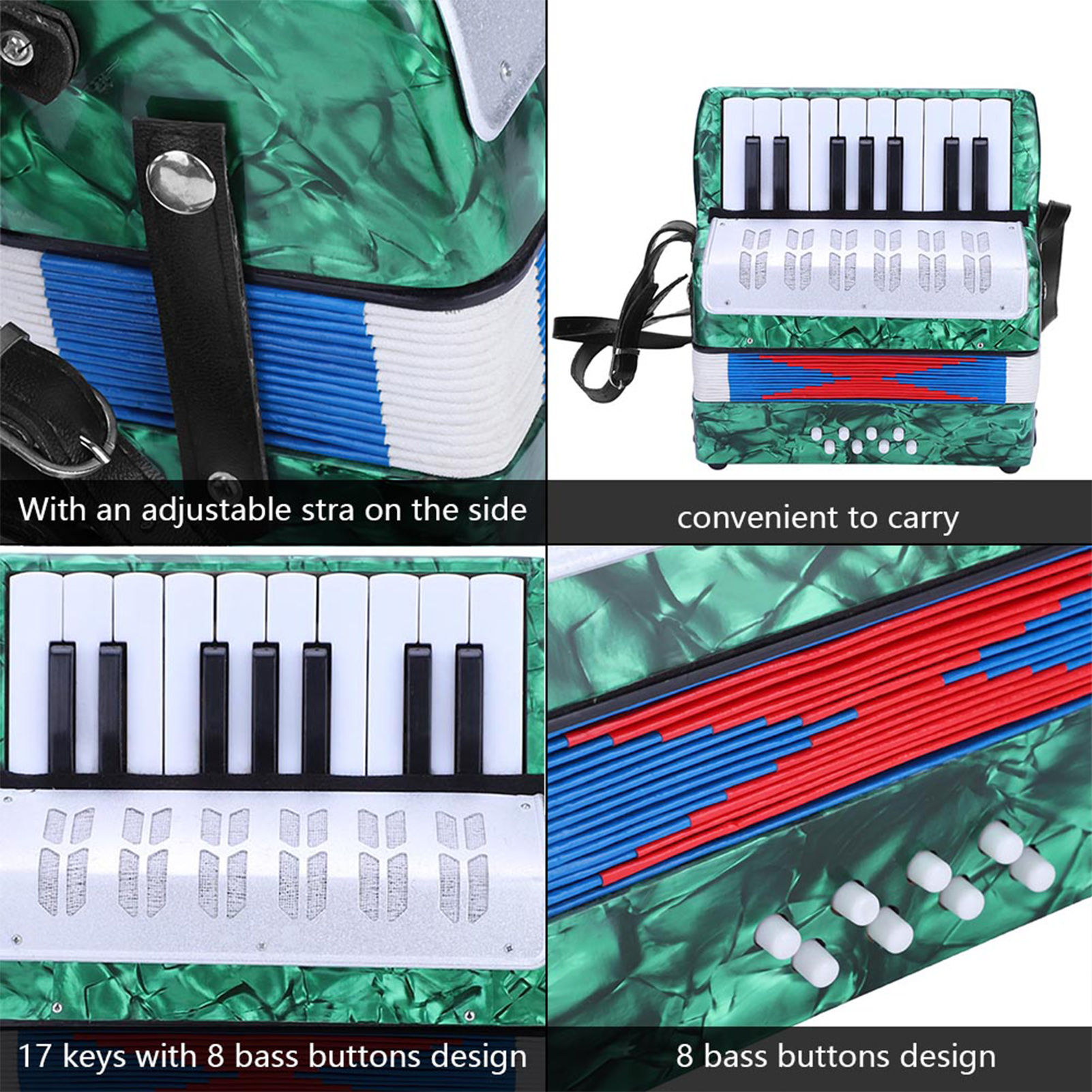 Kids Accordion, Musical Instrument 8 Bass Piano Accordion Bass Piano