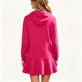 thumbnail image 5 of YOUYEDIAN Solid Color Hoodie Dress for Girls Casual Fashion Long Sleeve Hooded Mini Dress, 5 of 5
