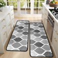 thumbnail image 4 of Kitchen Rugs Sets Of 2,Black and White Geometric Quatrefoil Pattern Anti Fatigue Kitchen Mat Rugs Non Slip Washable,Decorative Kitchen Floor Mats for Kitchen,Sink,Laundry,17"x47"+17"x47", 4 of 5