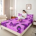 thumbnail image 4 of Feelyou Dreamy Butterfly Purple Bed Sheets for Girl, Chic Sequin Print King Sheets, Fashion Princess Style Sheet Set, Luxury Bedroom Decor, 4pcs, 4 of 7