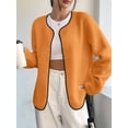 thumbnail image 6 of Womens Fleece Jacket Fall Winter Warm Long Sleeve Casual Loose Fit Comfy Fashion Outwear Cardigan Outfit Coat Orange XXL, 6 of 8