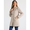 thumbnail image 2 of DARING DIVA Women's Notched Lapel Double Breasted Raglan Sleeve Coat Light Grey L, 2 of 6