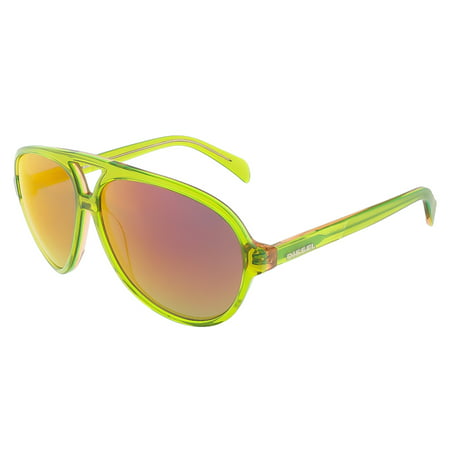 Diesel DL0075/S 95U Translucent Lime Green Teardrop Aviator sunglasses