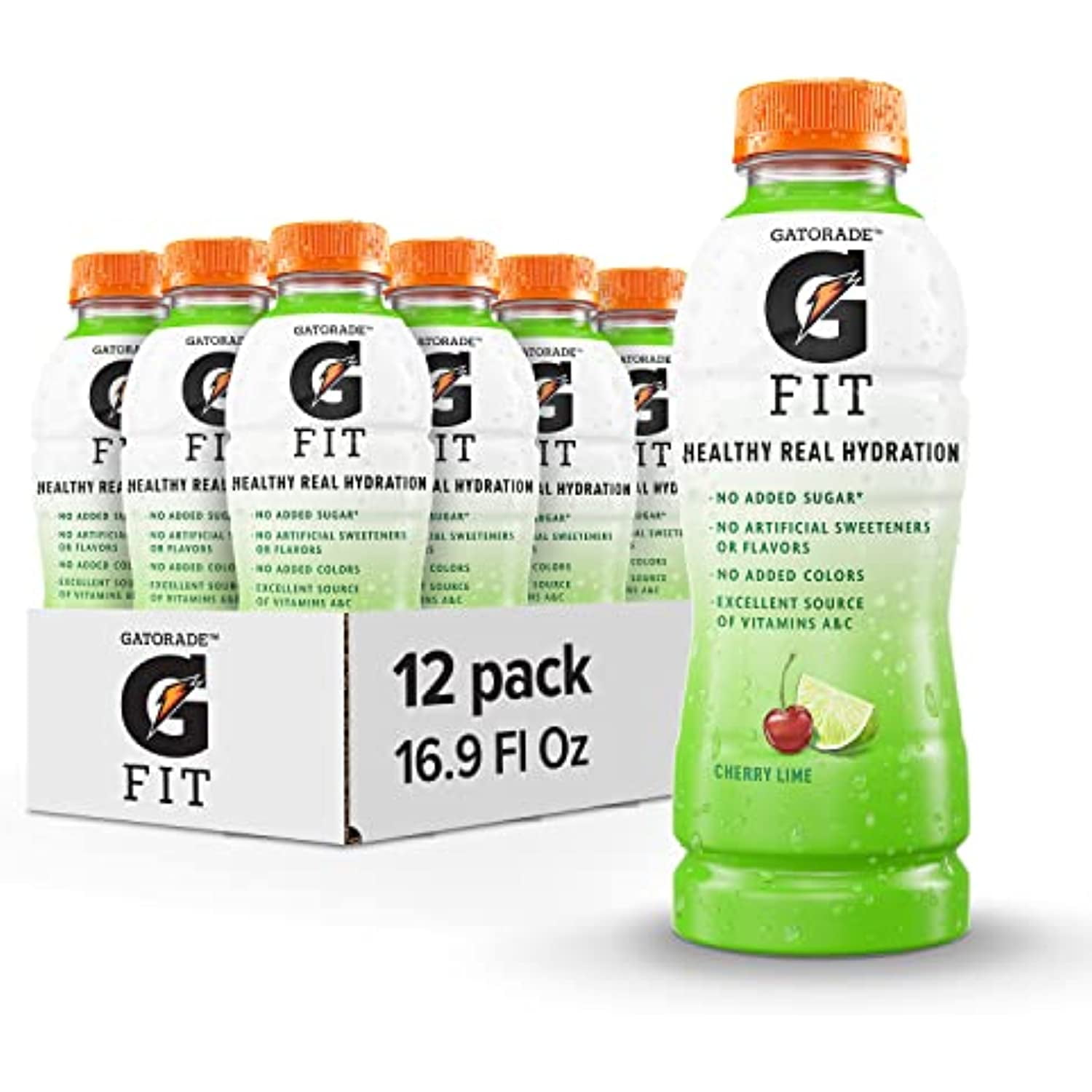 Gatorade Fit Electrolyte Beverage, Healthy Real Hydration, Cherry Lime, 16.9.Oz Bottles (12 Pack)