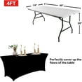 thumbnail image 6 of Parojati 1 Pack 4FT Table Cloth for Rectangular Fitted Events Stretch Pink Table Covers Washable Spandex Tablecloth Protector for Party, Wedding, Cocktail, Banquet, Festival Black, 6 of 6