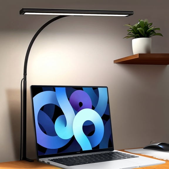 DKTIOP LED Desk Lamps for Home Office- 18W, Flexible Hose Adjustable Height 5-Level Dimmable Brightness & Color, Architect Lamp for Working,Reading,Crafting,Study