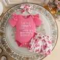 thumbnail image 5 of YDFCWXW Baby Girl Clothes Set Daddys Little Girl Ruffle Romper Top Shorts Baby Girl Outfit (Hot Pink, 3-6 Months), 5 of 9