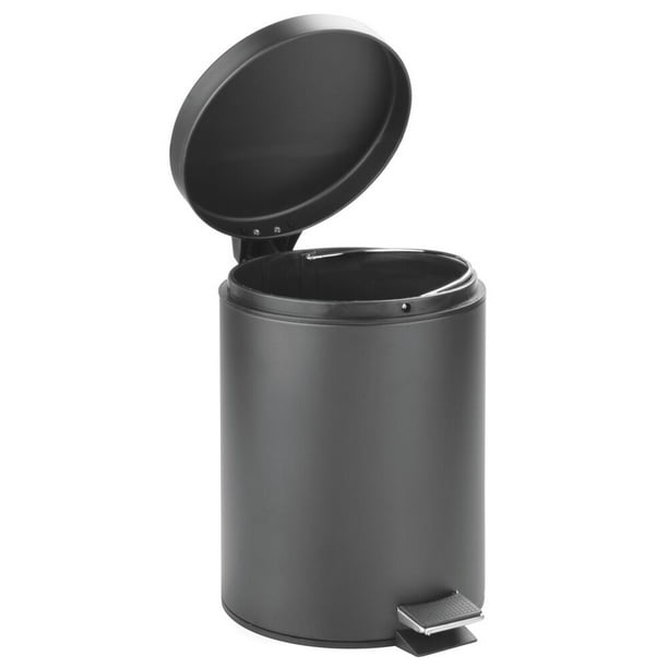 mDesign Small Modern 1.3 Gallon Round Metal Lidded Step Trash Can