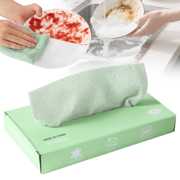 Safeglitz Pull Out Box Microfiber Cleaning Cloths - Reusable and Absorbent, Streak Free Wipes for Kitchen and Car Dusting