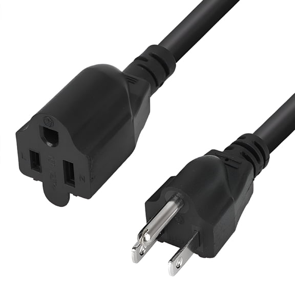 GJX 2026 New 5 Ft Extension Cord Black 16 Awg 3 Prong,Flexible Long Wires Perfect for Home Or Office Use,Indoor/Outdoor