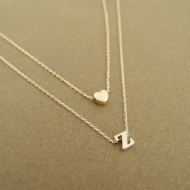 Collar con colgante de corazón pequeño Simple y fino para mujer, collar con letra inicial de personalidad, colgante con nombre, accesorio de regalo de joyería Tan Jianjun unisex