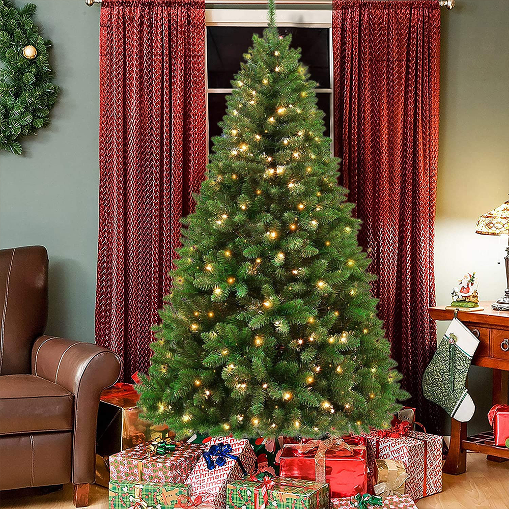 7.5FT 1,656 Tips Pre-lit Premium Hinged Artificial Christmas Tree Holiday Decoration with 450 