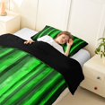 thumbnail image 4 of Manfei Pixel Vertical Streak Twin Comforter Sets, Green Block Bedding Set, Green Black, Black Reversible 2 Pieces, 1 Comforter and 1 Pillowcase, 4 of 6