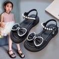 thumbnail image 2 of NOKIO Children'S Fashion-Forward Peep Toe Sandals Girls' Stylish Sandals Kids Urban Chic Sandals Toddler Girls Sandals Pearl Rhinestone Bow Princess Shoes Summer Shoes Little Child/Big Kids, 2 of 7