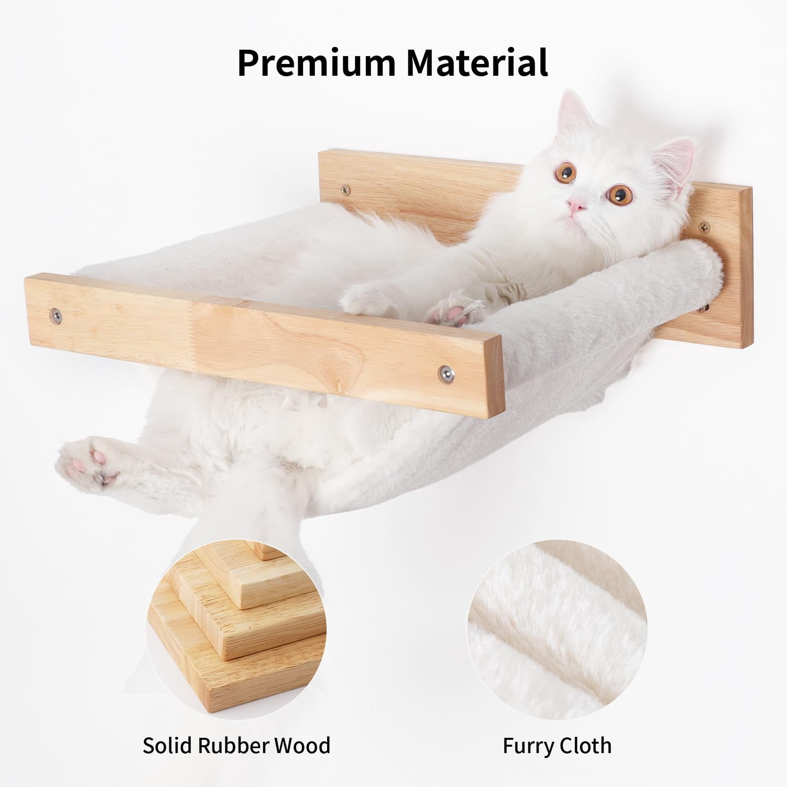 Cat Hammock M-White Flannel Wall Mounted Perch for Sleeping Playing Lounging