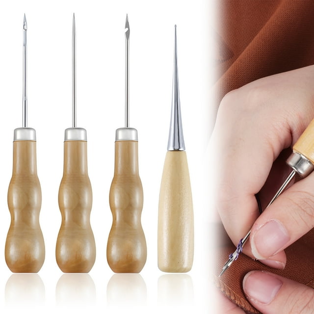 Wweixi 4 Pcs Manche en Bois Massif Perceuse Outil de Réparation de Couture Durable et à la Mode Perceuse Précise 1 Ensemble