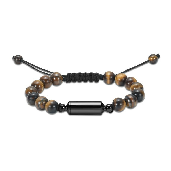 Diffuser Lava Rock Urn Bracelet for Ashes Handmade Cremation Memorial Cylinder Urn Bracelet Lava Stone 316L Stainless Steel Cremation Bangle for Women Men