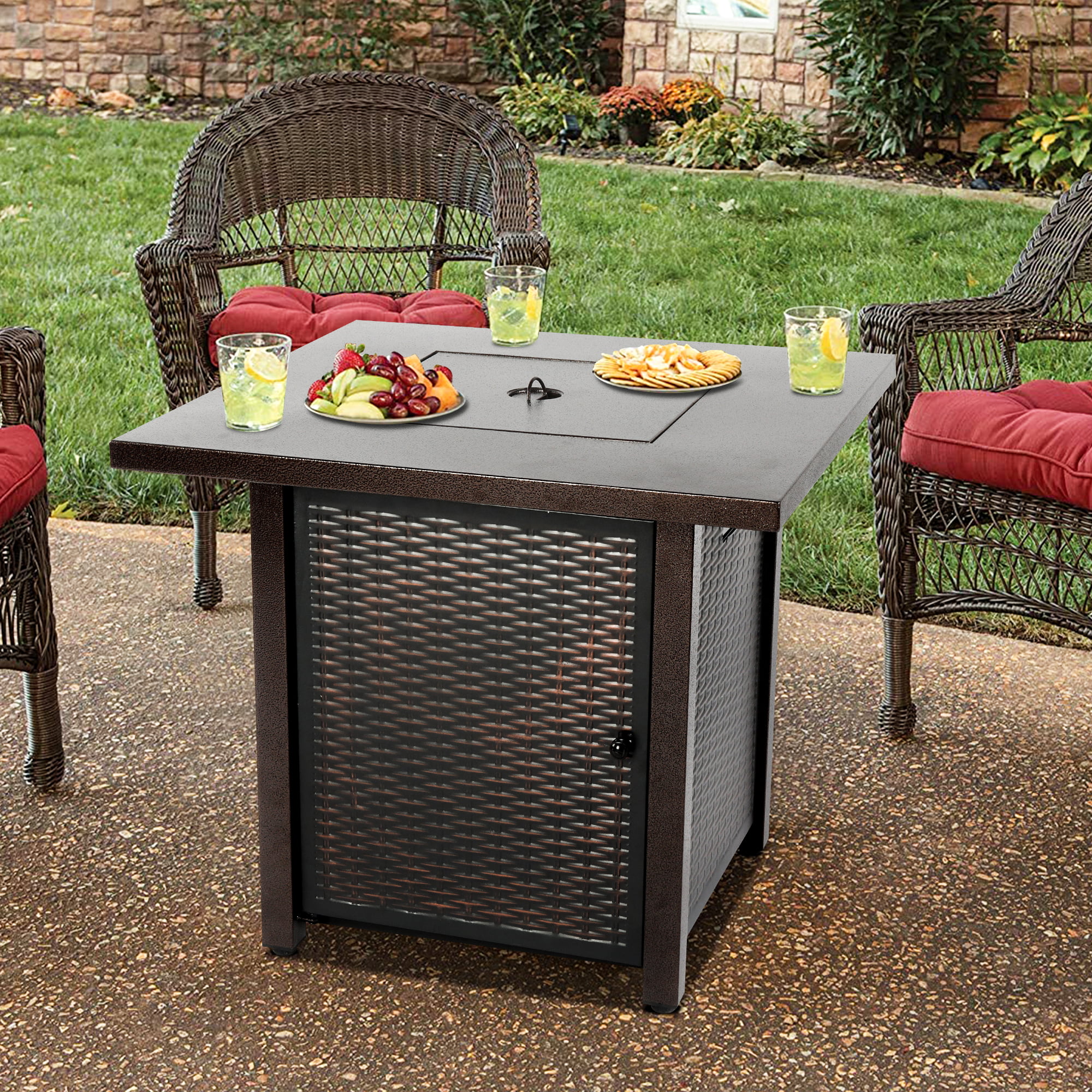 Patio Deck Propane Gas Fire Pit Table, Is It Safe To Use A Gas Fire Pit On Deck