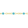 thumbnail image 3 of Gold Plated 9-inch Adjustable Turquoise Enamel Bead Chain Anklet for Women, 3 of 6