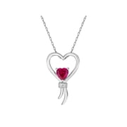 Knots of Love Sterling Silver Lab-Created Ruby Heart Pendant, 18