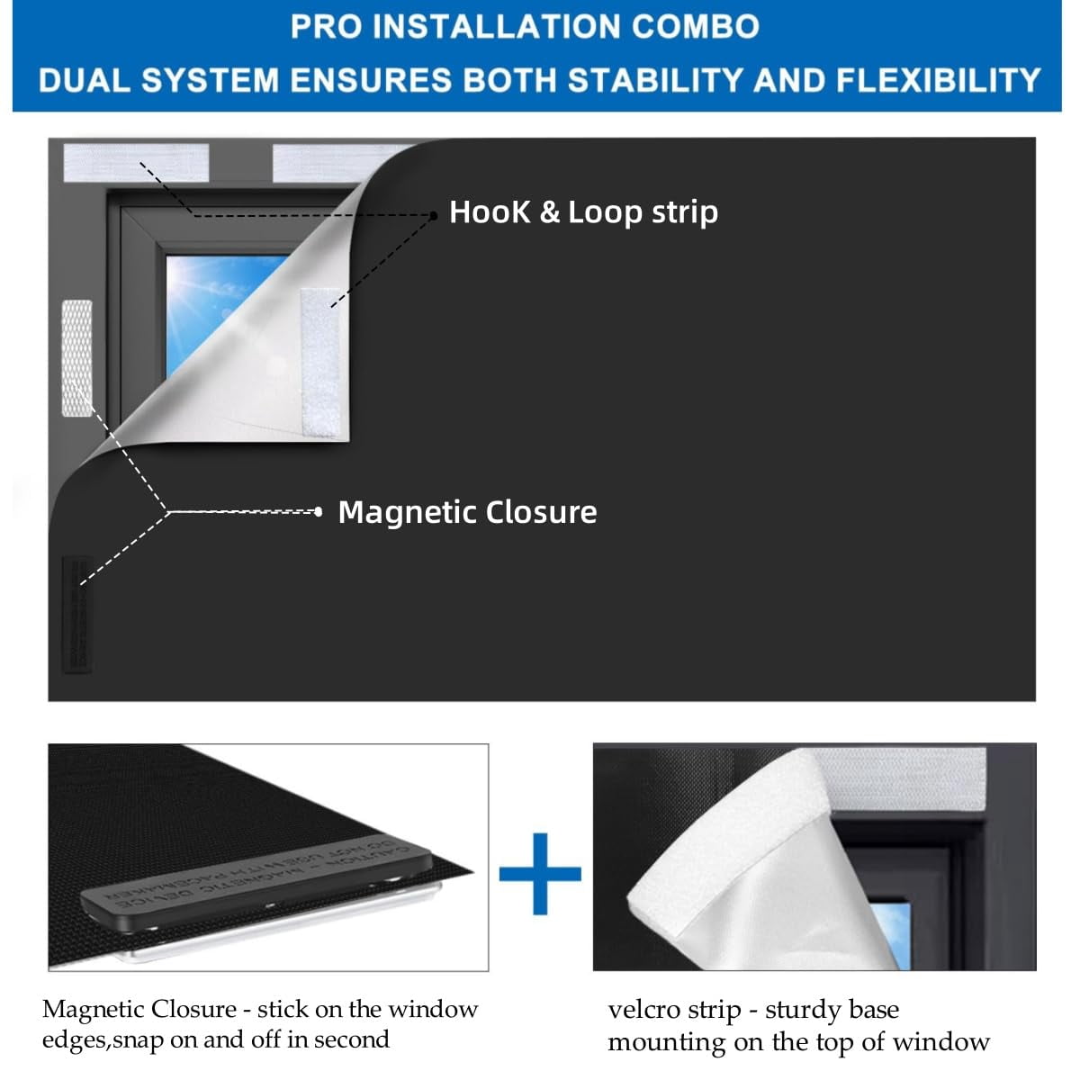 100% Blackout Blind Magnetic Window Cover 118 X 57inch Black Out Curtains With Strong Magnet No Drill Cuttable Shades For Bedroom Nursery Rv Media Room