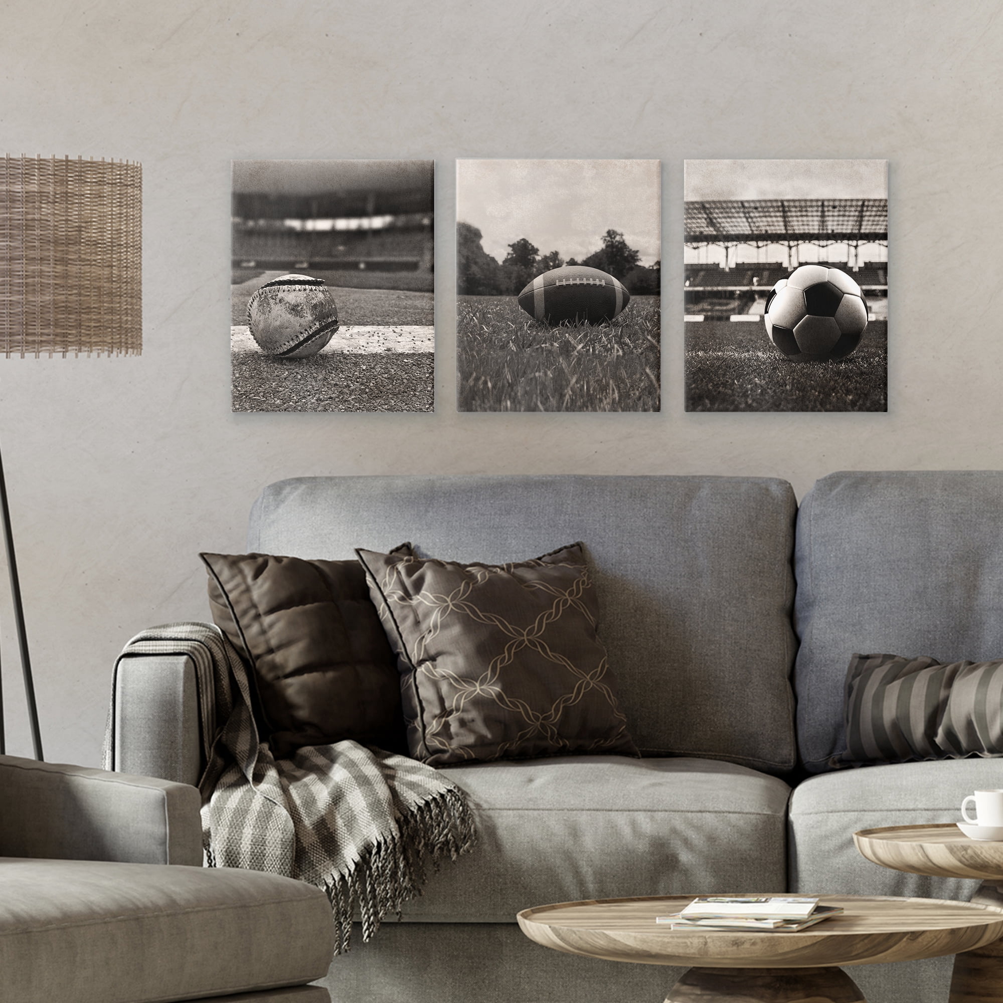 Stupell Industries Vintage Sports on Field 3 Piece Canvas Wall Art Set, design by Marcus Prime