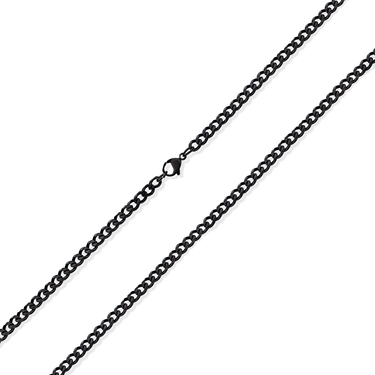 4.6-6.5 MM Wide, 16-36 Inches Long MOWOM Black Chain Necklace for Men Women Boy 316L Stainless Steel Water Resistent Big Thick Cuban Link Chains Plated & Brushed Finish Silver Color with Gift Box 