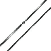 Basic Strong Solid Black Stainless Steel 4MM Wide Curb Cuban Mens Link Chain Necklace 20 Inch