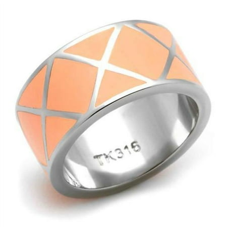 Luxe Jewelry Designs Women s High Polished Stainless Steel Ring with Orange Epoxy – Size 7 (Pack of