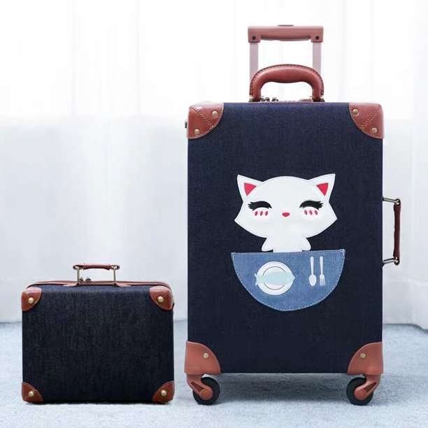 Bolsa de viaje de PP con dibujos animados para mujer, juego de equipaje rodante de 13, 20, 24, 26, 28 pulgadas, bolso con ruedas
