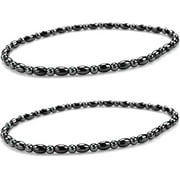 Hematite Beaded Stretch Ankle for Women, Men,  Healing, Meditation, 2 Pcs, Black