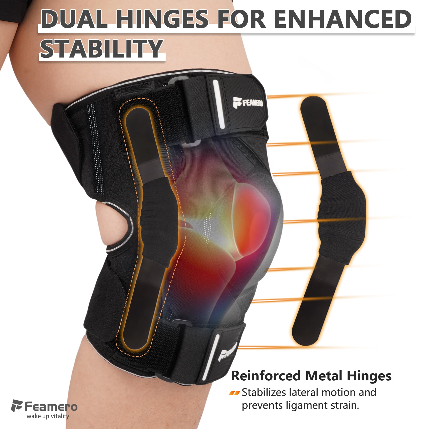 Plus Size Hinges Knee Brace for Knee Pain, with Hinges & Cross Compression Straps for Meniscus Tear, Arthritis, Joint Support, Adjustable for Men & Women, Obese People–XL/2XL