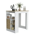 thumbnail image 3 of CoSoTower Kitchen Island with Side Shelve and to Open Cabinet , White / Macadamia, 3 of 5