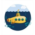thumbnail image 3 of Yellow Submarine Duvet Cover Set, Illustration of a Submarine Under the Sea Fish and Clouds, Decorative 3 Piece Bedding Set with 2 Pillow Shams, King Size, Earth Yellow Navy Blue, by Ambesonne, 3 of 3