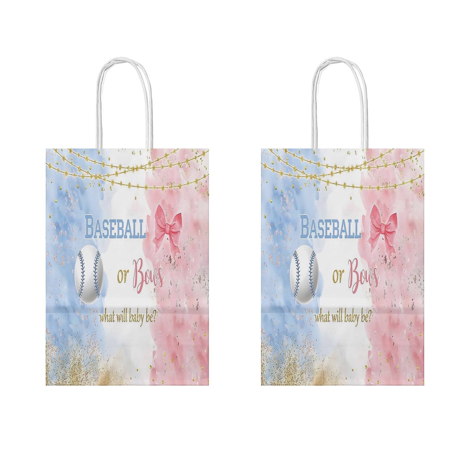 Baseball or Bows Gender Reveal Party Favor Bags, Boy or Girl Baby Shower He or She Pregnancy Reveal Surprise Party Supplies
