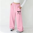 thumbnail image 2 of Ccpelsie Baggy Sweatpants for Girls Spring Wide Straight Leg Loose Fit Casual Pants Elastic High Waist Drawstring Lounge Joggers(Pink,13-14 Years), 2 of 4
