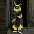 thumbnail image 2 of WTOBBY Women's Jumpsuit with Halloween Retro Print, Casual Loose Design and Suspenders in Cotton and Linen, Perfect for Relaxed Wear and Seasonal Events,YellowS, 2 of 6