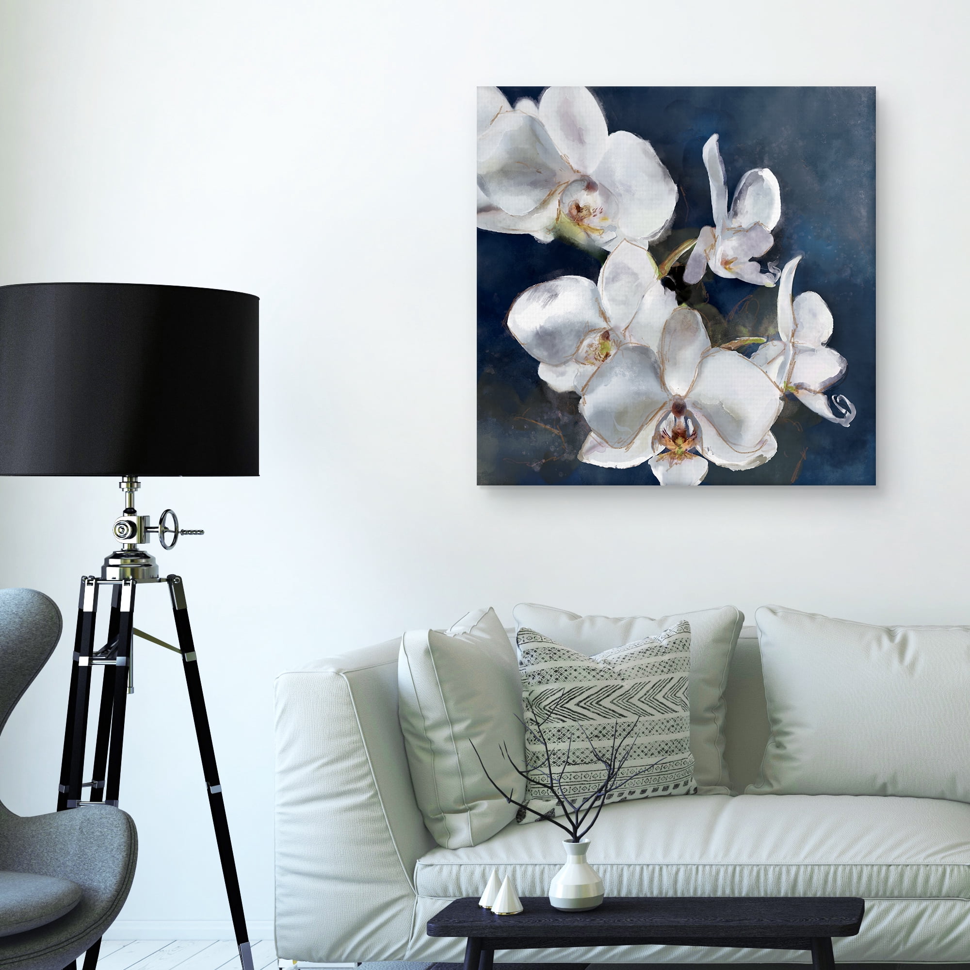 Orchid on Navy by Studio Arts Canvas Art Print