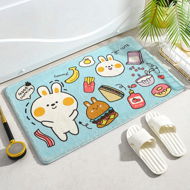 Alfombrilla de baño con dibujos de animales, felpudo suave para entrada del Hogar, dormitorio, puerta de baño, almohadilla antideslizante absorbente Fivean unisex