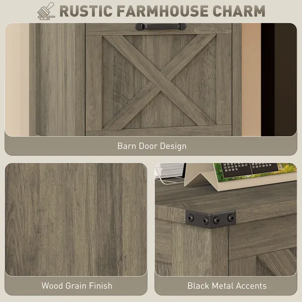Vertical File Cabinet with 2 Drawers, Rustic Farmhouse Office Storage Cabinet for A4, Letter Size, Distressed Gray