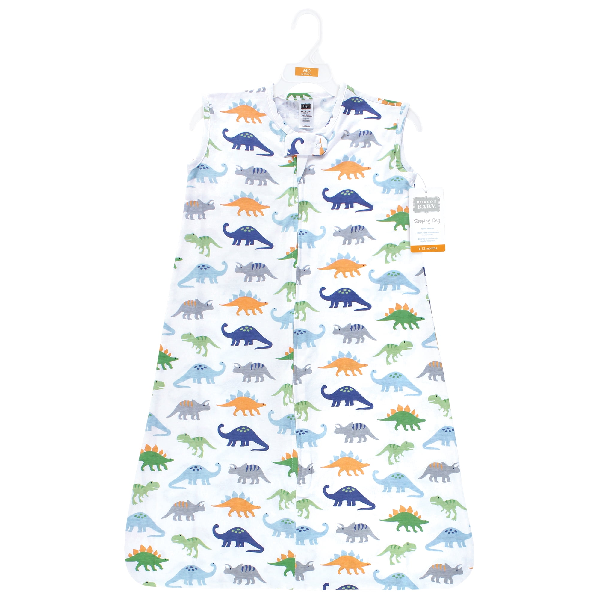 Hudson Baby Unisex Baby Cotton Sleeveless Wearable Sleeping Bag, Sack, Blanket, Dinosaurs, 12-18 Months