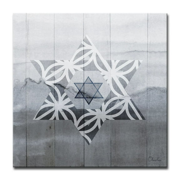 Crafted Creations Blue and Gray Star of David VI Square Wall Art Decor 12" x 12"