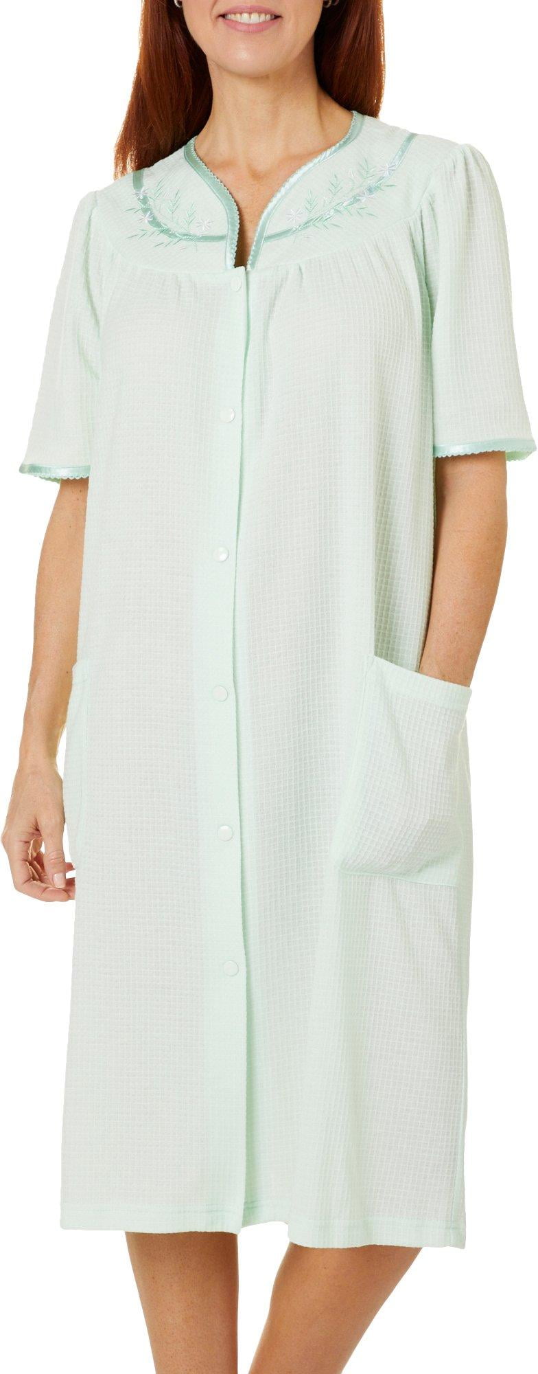 Jasmine Rose Jasmine Rose Womens Embroidered Snap Up Blister Robe